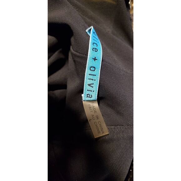 Alice + Olivia Black Sequin Velvet Mesh Open Back Mini Dress Size Large - Picture 11 of 12